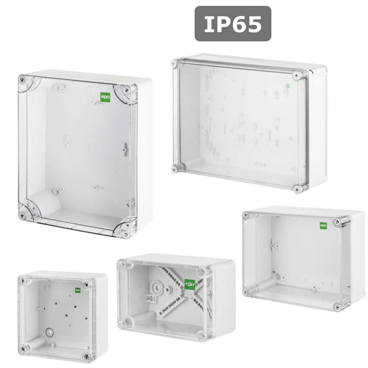 Hochwertige Abzweigdose / Industriebox / Leergehäuse / IP65 / grau mit transparenter Front