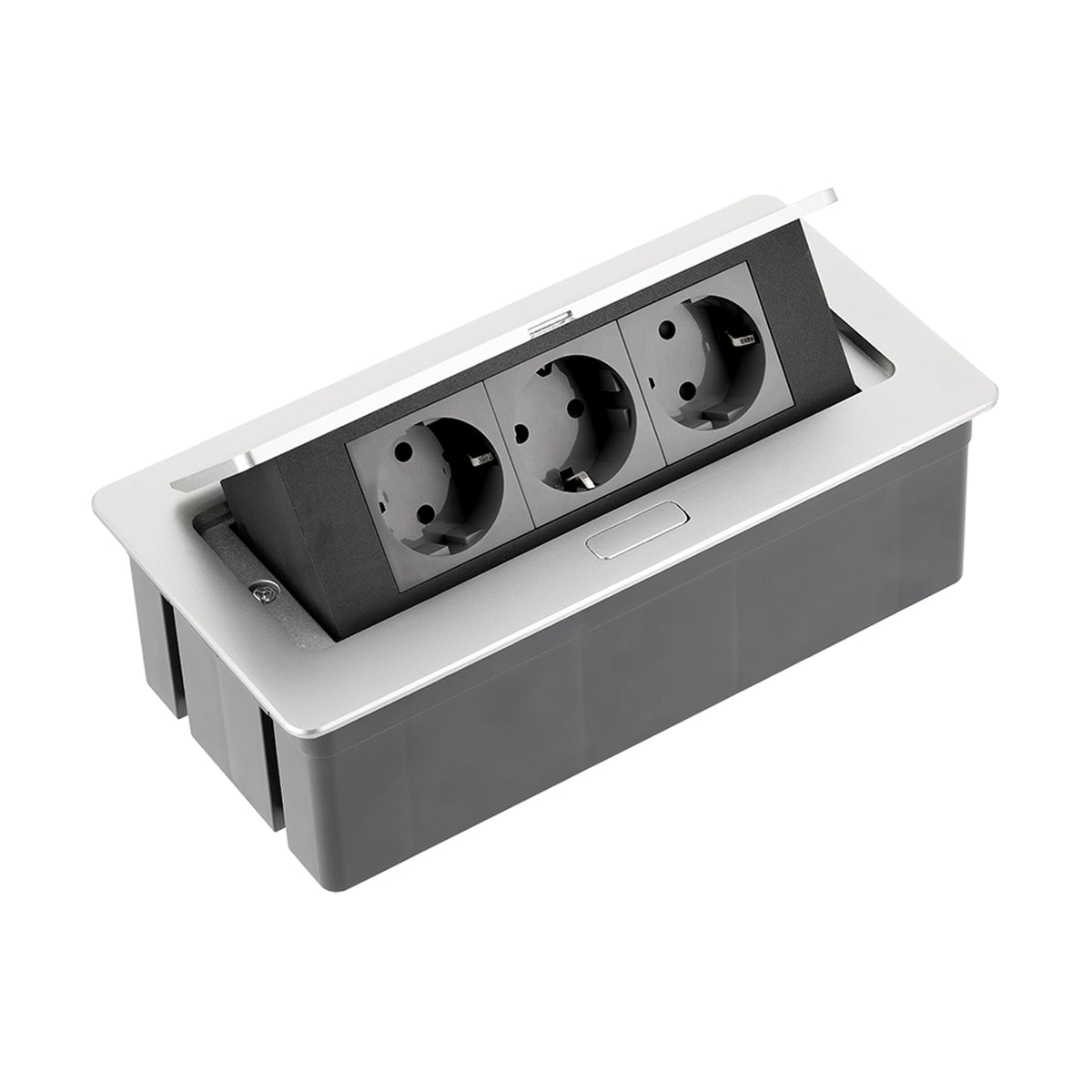 Tischsteckdose Bodensteckdose Einbausteckdose Büro 3-fach Aluminium