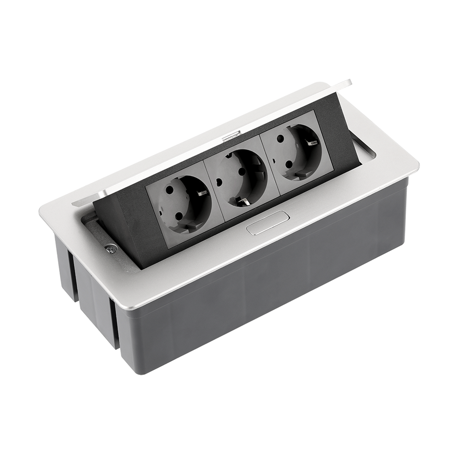 Tischsteckdose Bodensteckdose Einbausteckdose Büro 3-fach Aluminium