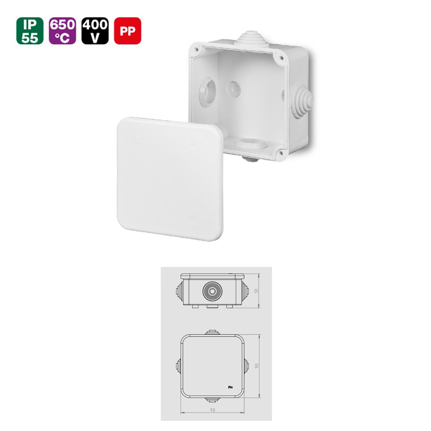 Aufputz / Abzweigdose / Verteilerdose / IP55 / Feuchtraum / weiß / grau