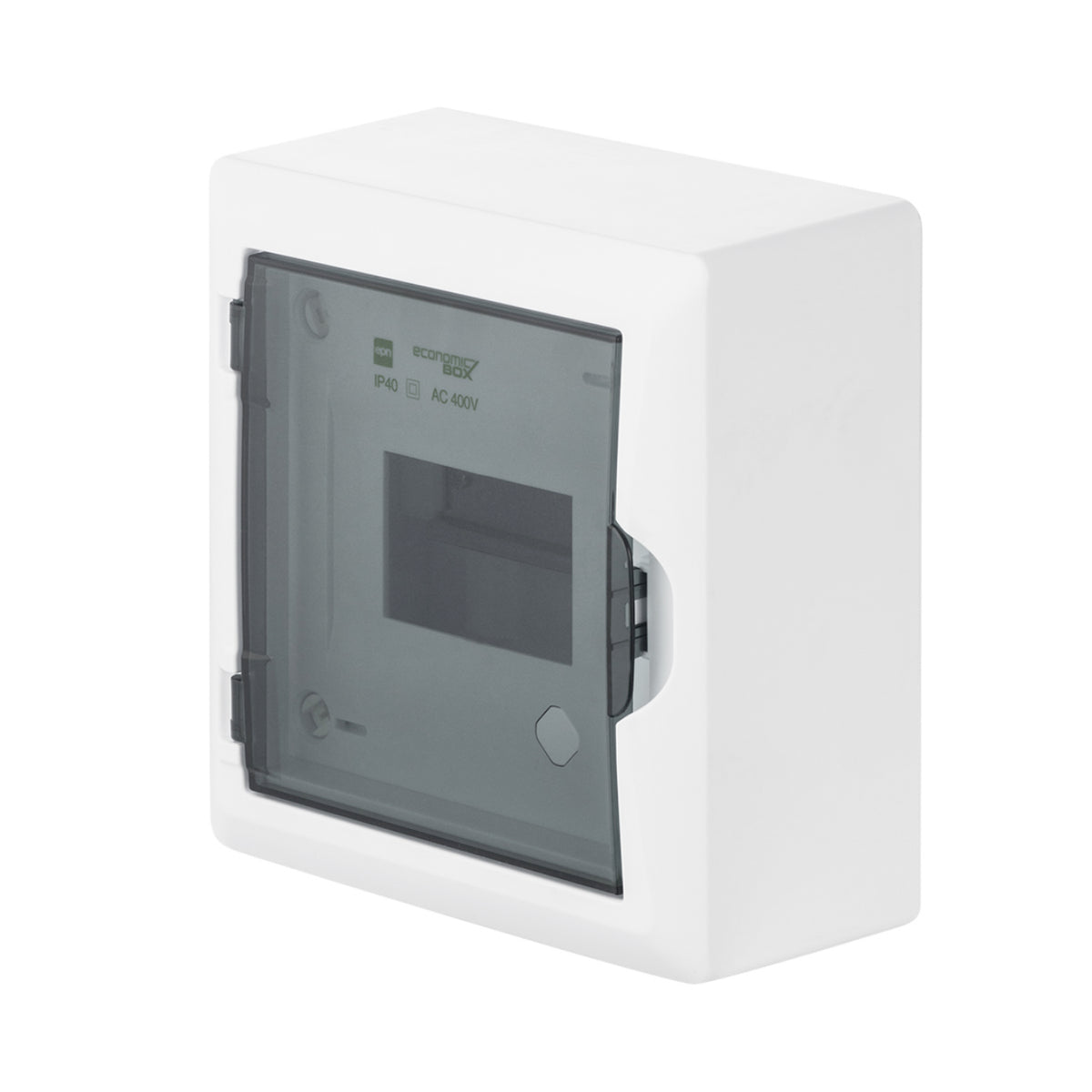 Aufputz / Verteilerkasten / Sicherungskasten / Kleinverteiler / IP40 / mit PE N Klemmen / weiß / Tür getönt / 1-reihig für 6 Module