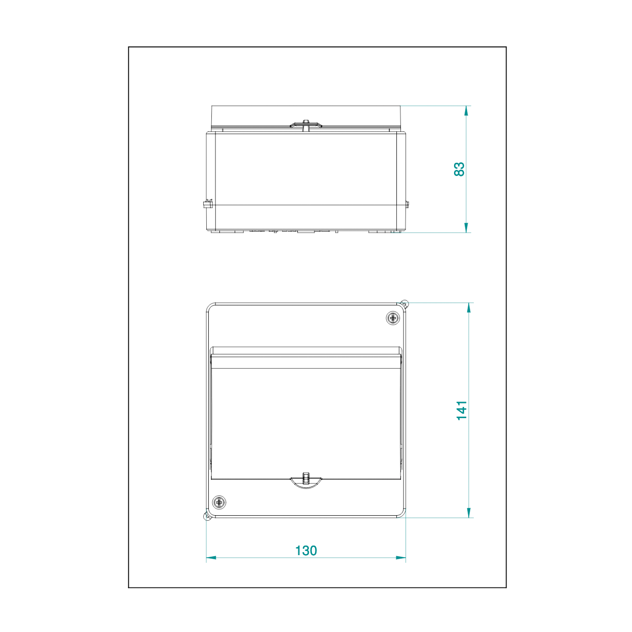 Aufputz / Sicherungskasten / Kleinverteiler / Verteilerkasten / IP 30 / 1-reihig für 6 Module