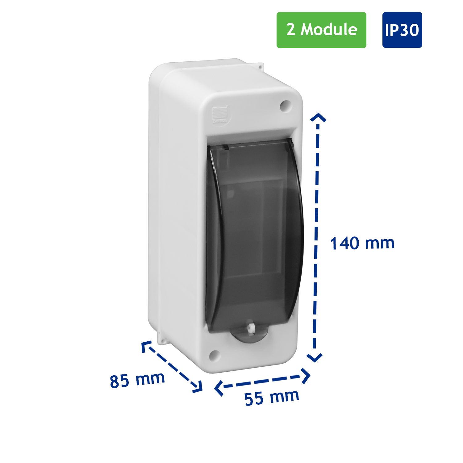 Sicherungskasten Verteilerkasten Kleinverteiler Aufputz IP30 PE N 400V AP 1-reihig für 2 Module