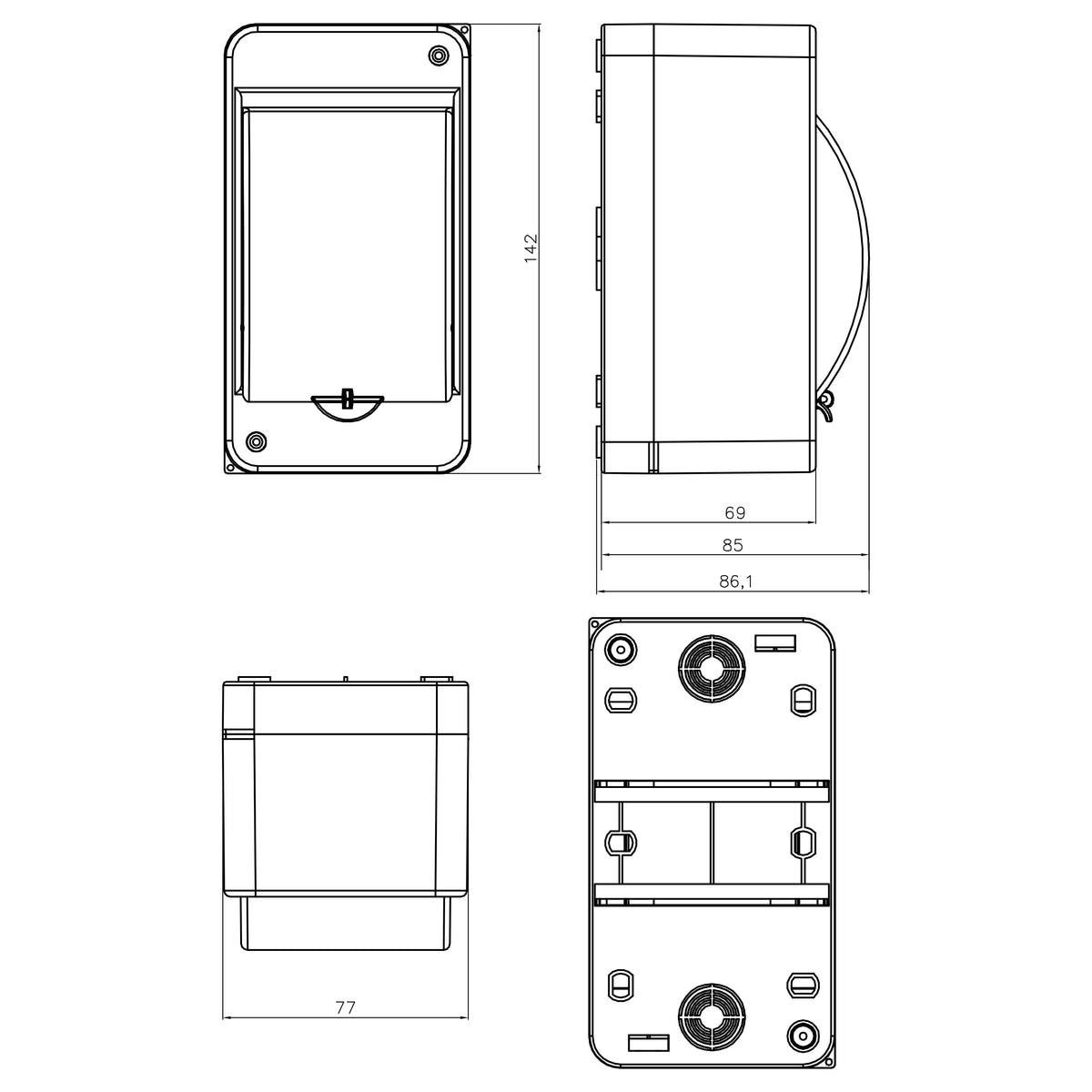 Sicherungskasten Verteilerkasten Kleinverteiler Aufputz IP30 PE N 400V AP 1-reihig für 3 Module