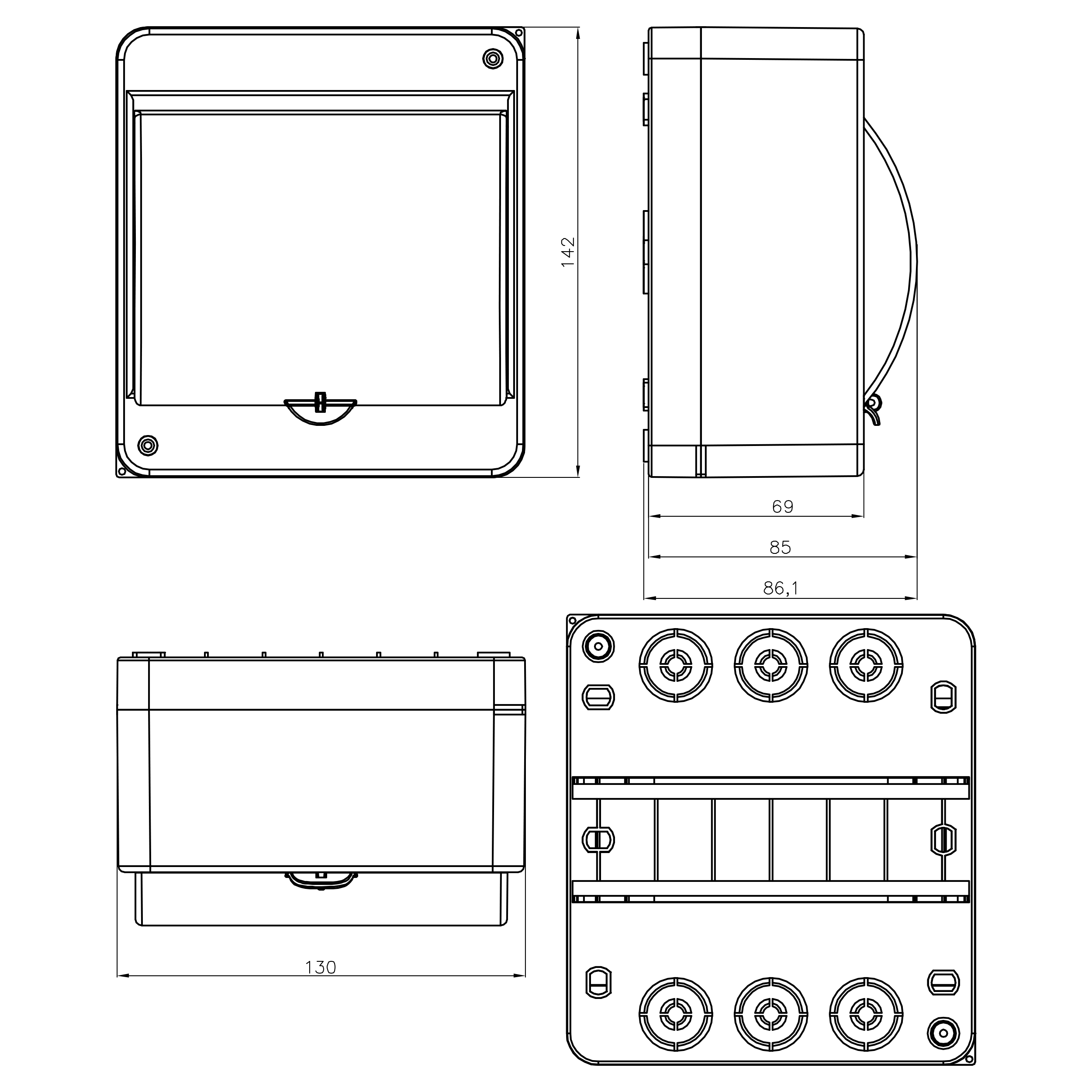 Sicherungskasten Verteilerkasten Kleinverteiler Aufputz IP30 PE N 400V AP 1-reihig für 6 Module