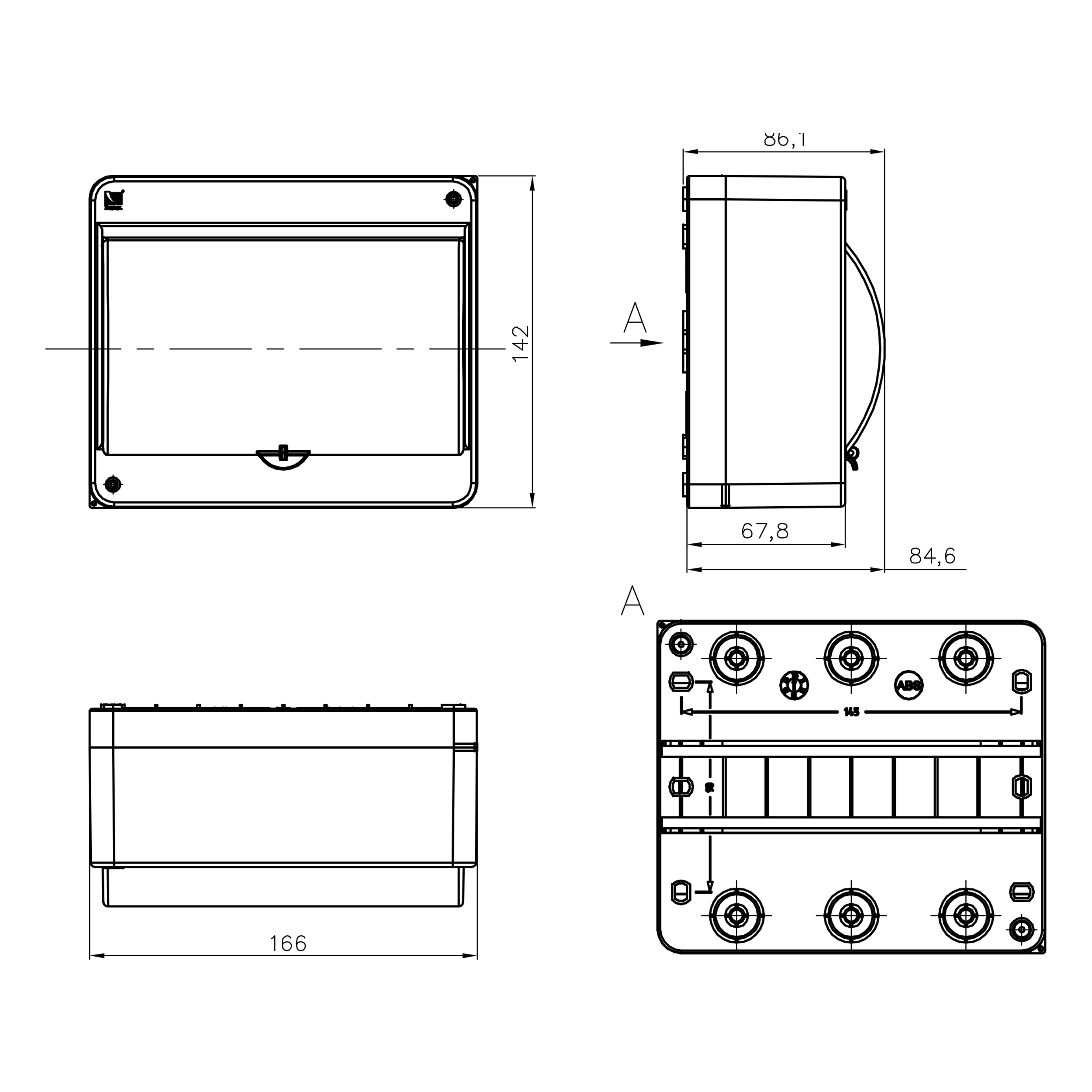 Sicherungskasten Verteilerkasten Kleinverteiler Aufputz IP30 PE N 400V AP 1-reihig für 8 Module