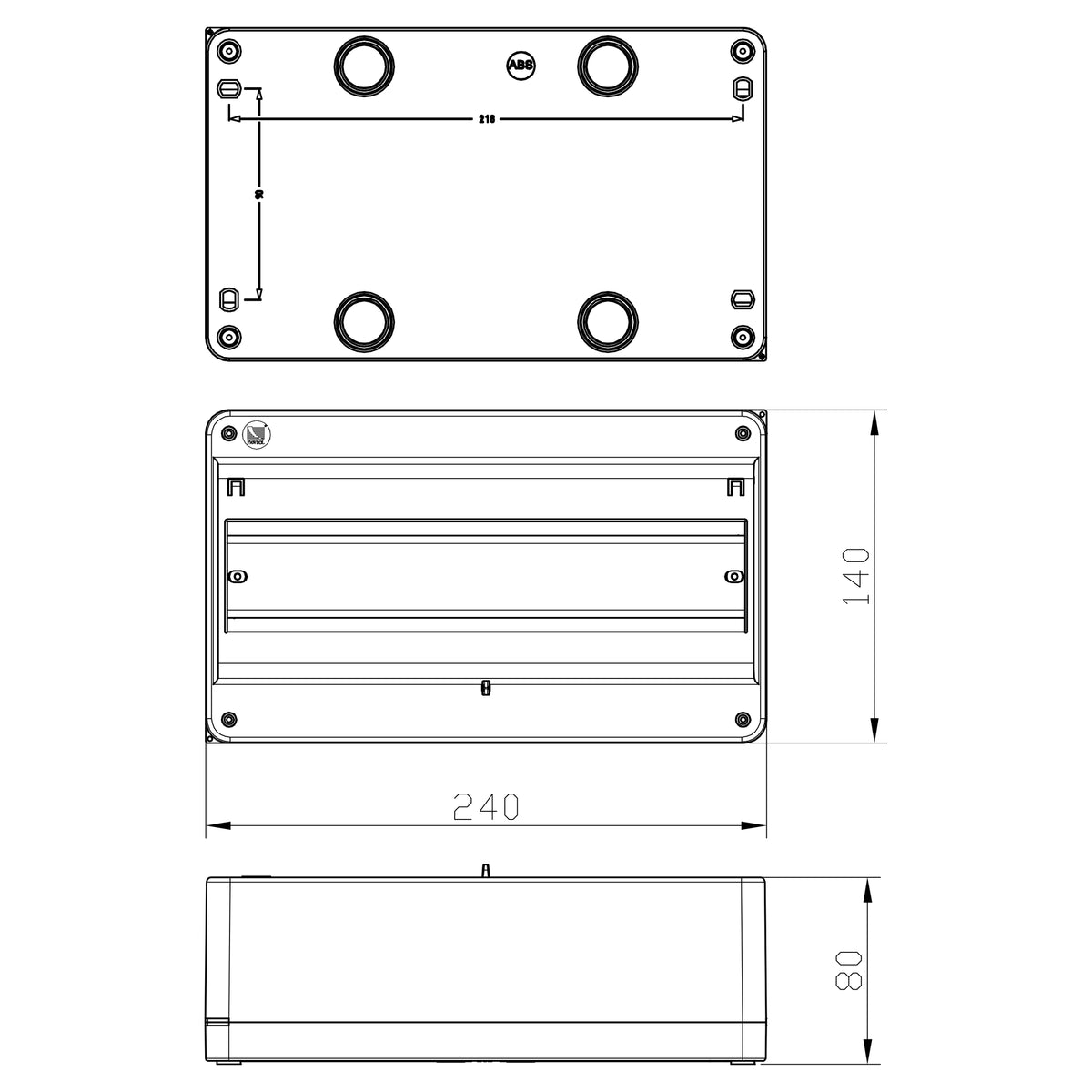 Sicherungskasten Verteilerkasten Kleinverteiler Aufputz IP30 PE N 400V AP / kompakt / ohne Abdeckung 1-reihig für 12 Module