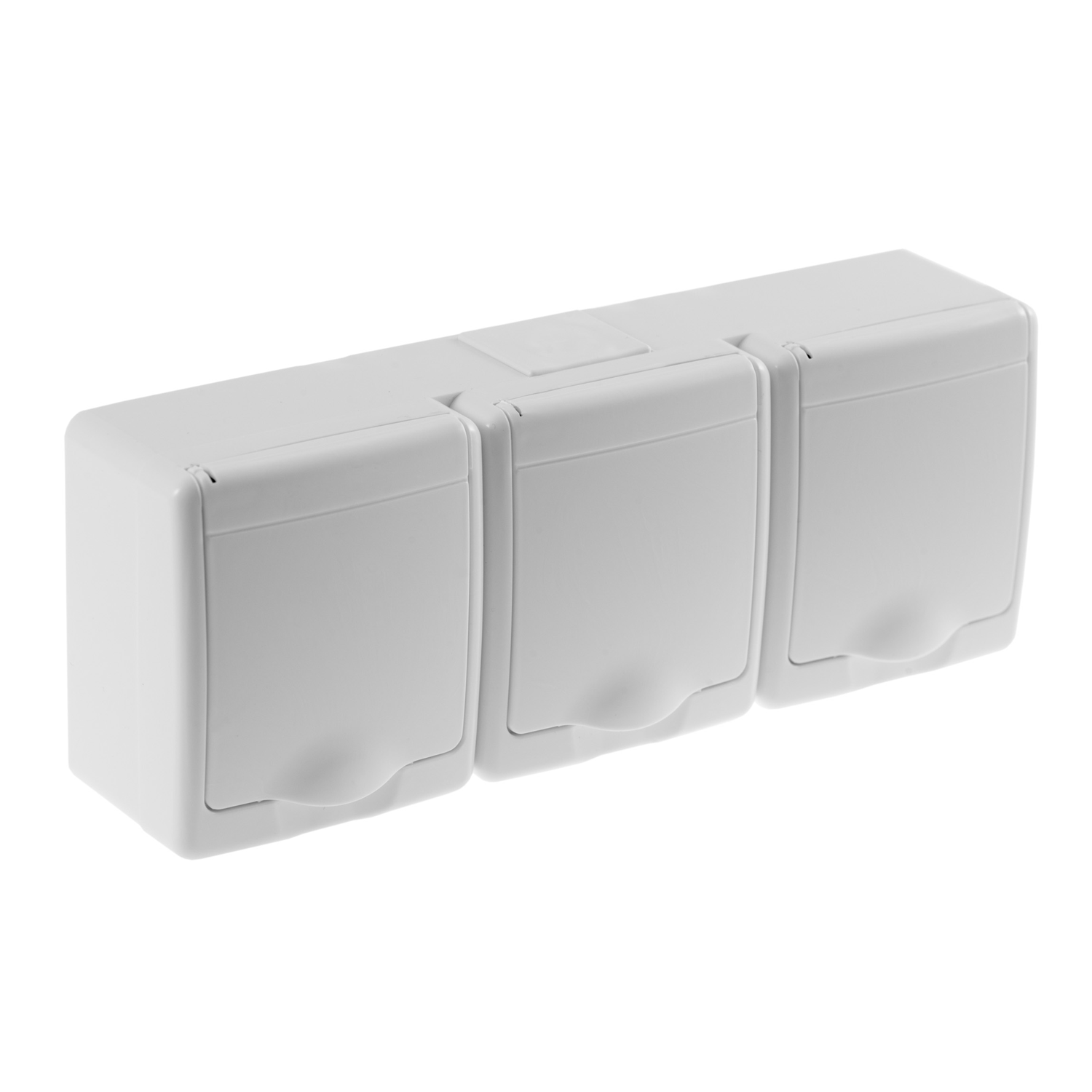  Aufputz-Serie Lichtschalter Wechselschalter Taster Doppelschalter Steckdose Feuchtraum IP44 weiß