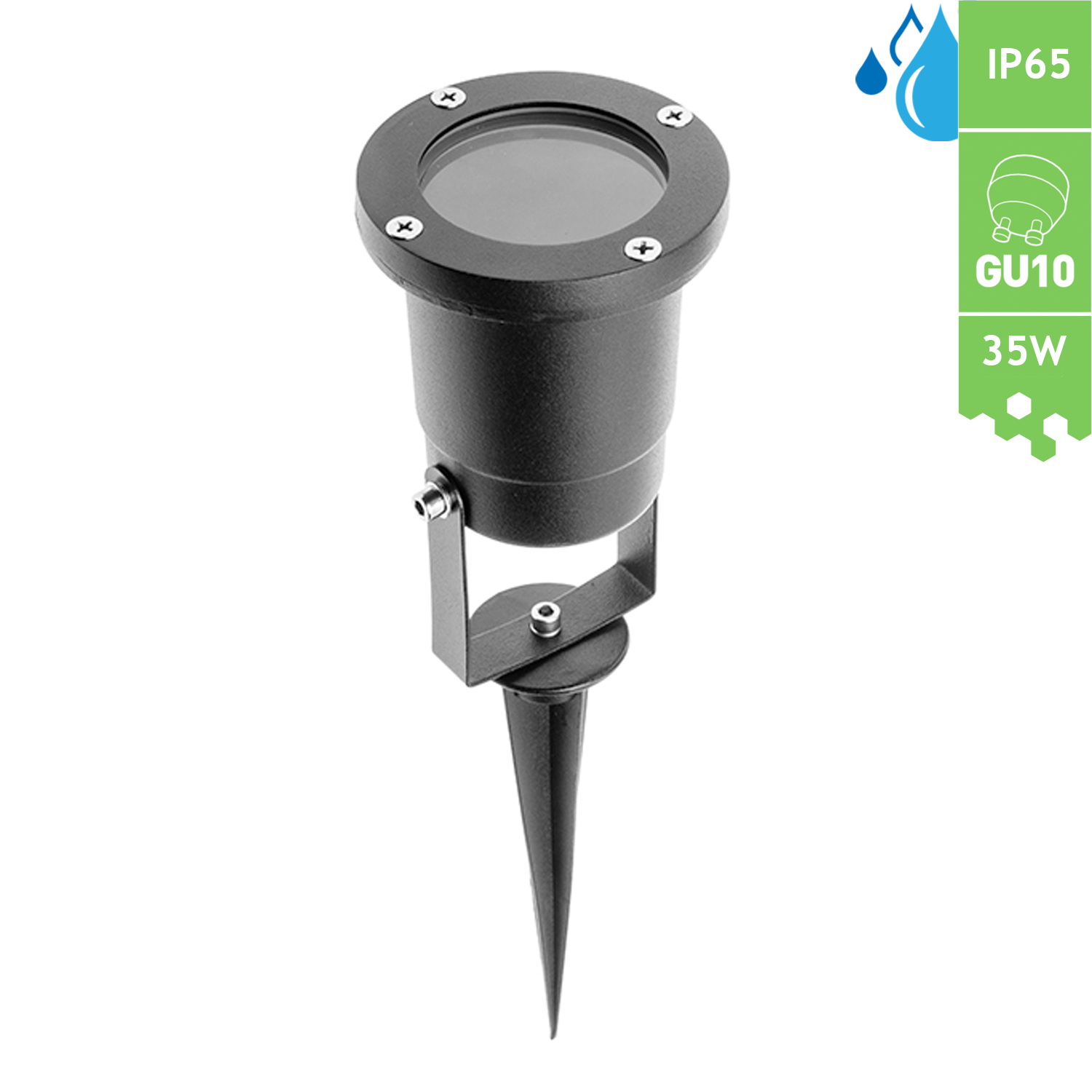 Bodeneinbauleuchte / Gartenstrahler mit Erdspieß / Bodenleuchte / IP65 / GU10 / 50W / schwarz / grau
