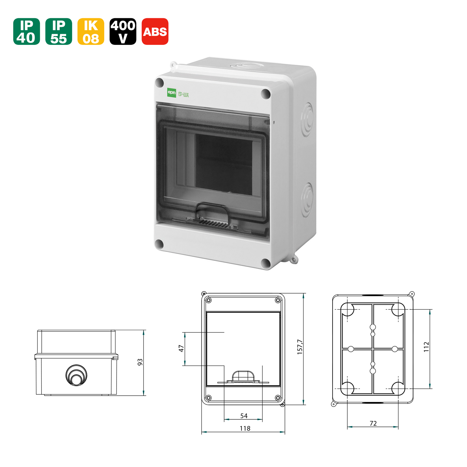 Aufputz / Sicherungskasten / Verteilerkasten / Kleinverteiler / IP55 / IP65 / feuchtraumgeeignet