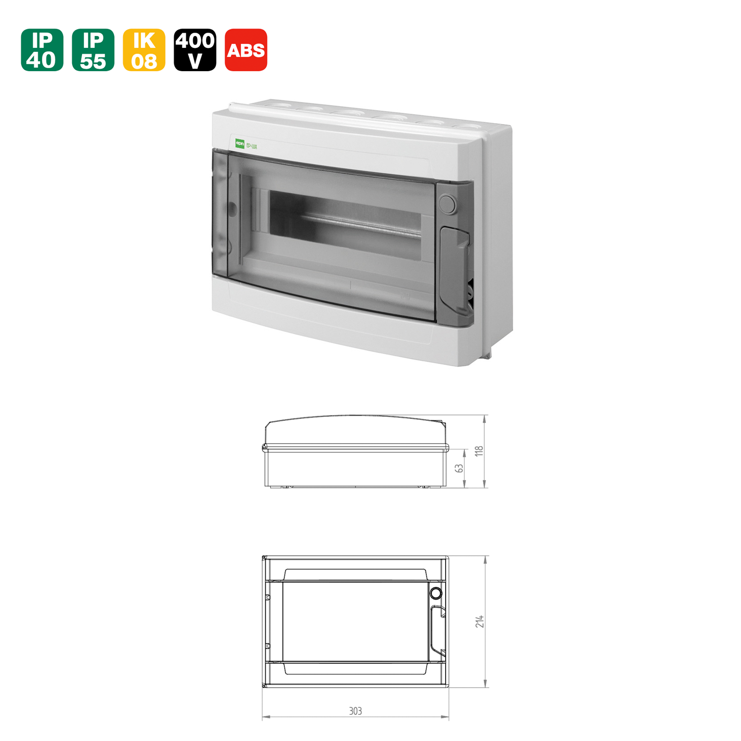 Aufputz / Sicherungskasten / Verteilerkasten / Kleinverteiler / IP55 / IP65 / feuchtraumgeeignet