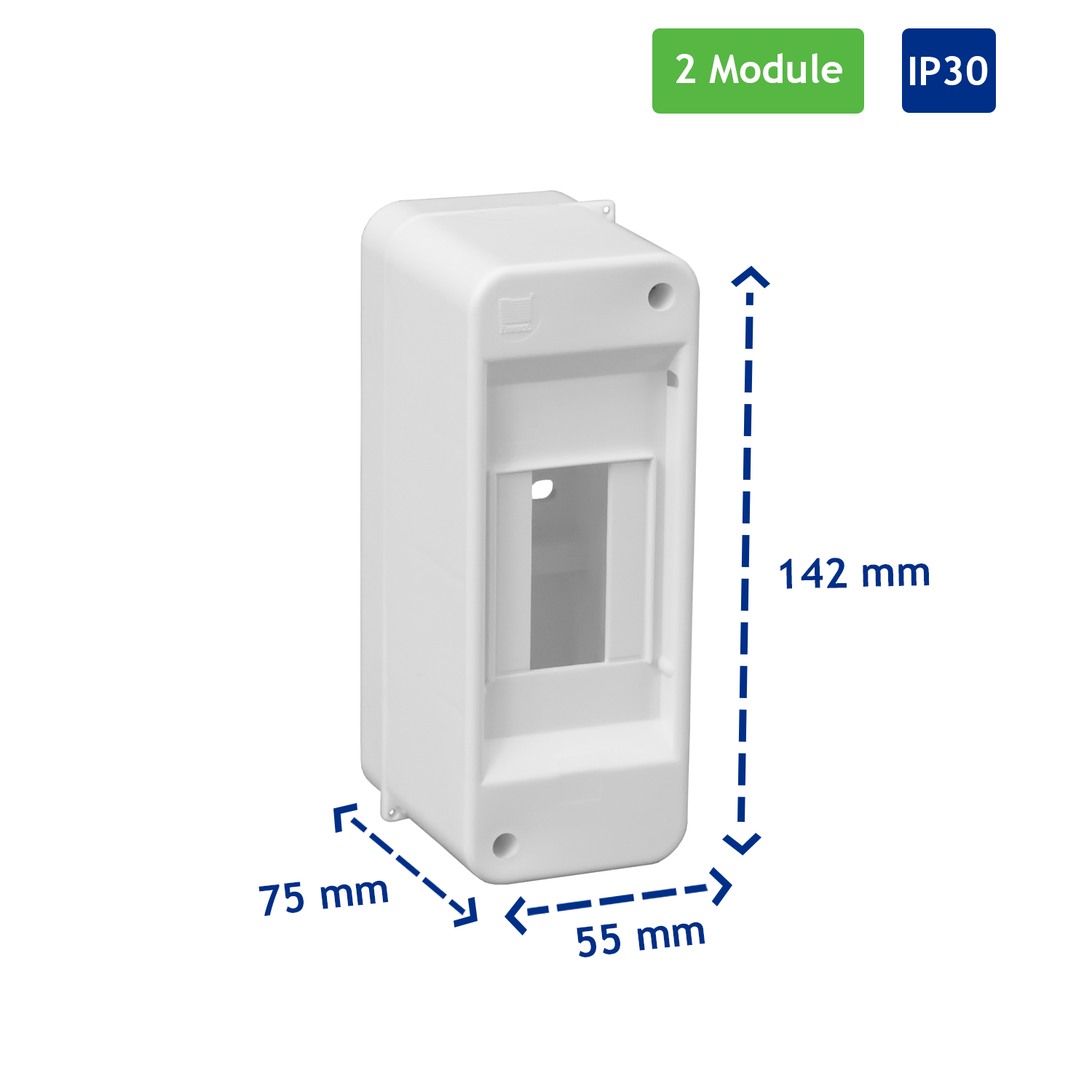 Sicherungskasten Verteilerkasten Kleinverteiler Aufputz IP30 PE N 400V AP / kompakt / ohne Abdeckung 1-reihig für 2 Module