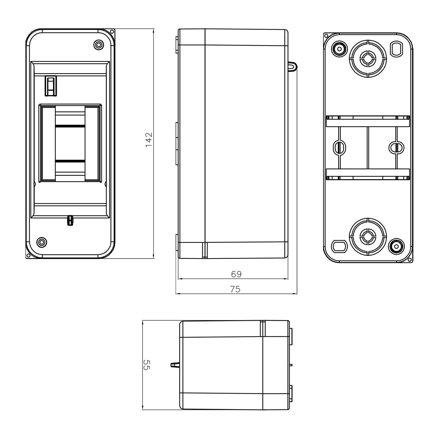 Sicherungskasten Verteilerkasten Kleinverteiler Aufputz IP30 PE N 400V AP / kompakt / ohne Abdeckung 1-reihig für 2 Module
