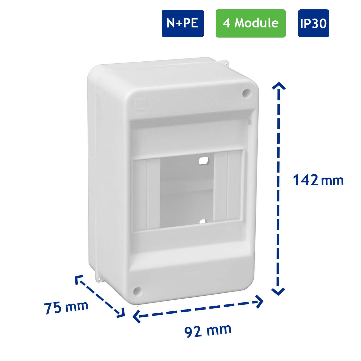 Sicherungskasten Verteilerkasten Kleinverteiler Aufputz IP30 PE N 400V AP / kompakt / ohne Abdeckung 1-reihig für 4 Module