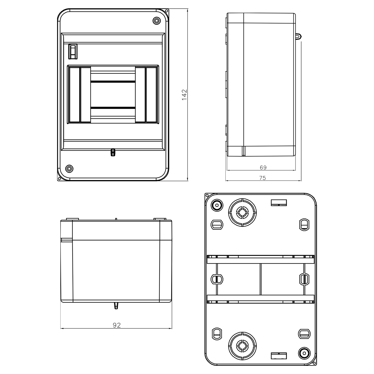 Sicherungskasten Verteilerkasten Kleinverteiler Aufputz IP30 PE N 400V AP / kompakt / ohne Abdeckung 1-reihig für 4 Module