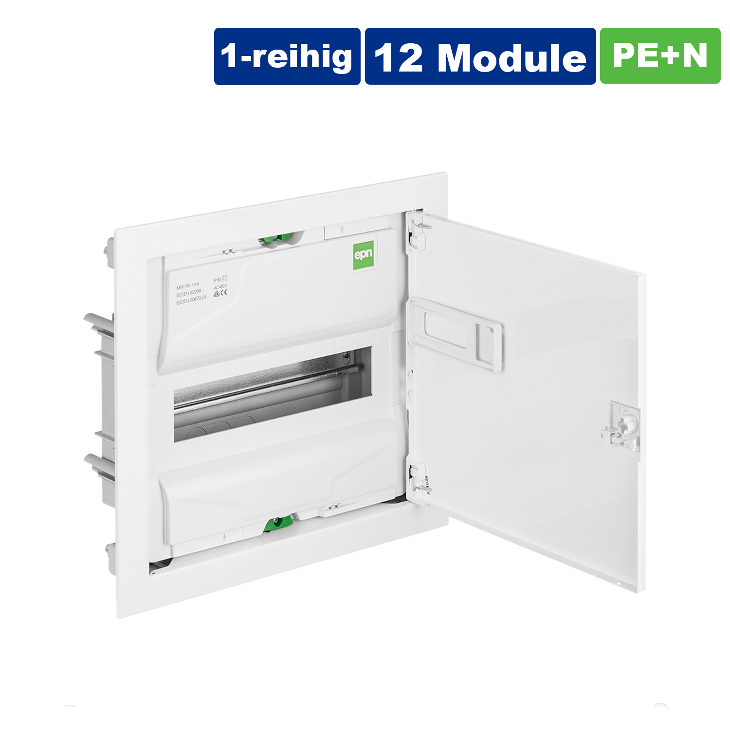 Unterputz / Sicherungskasten / Kleinverteiler / Verteilerkasten / VDE zertifiziert / 1-reihig für 12 Module