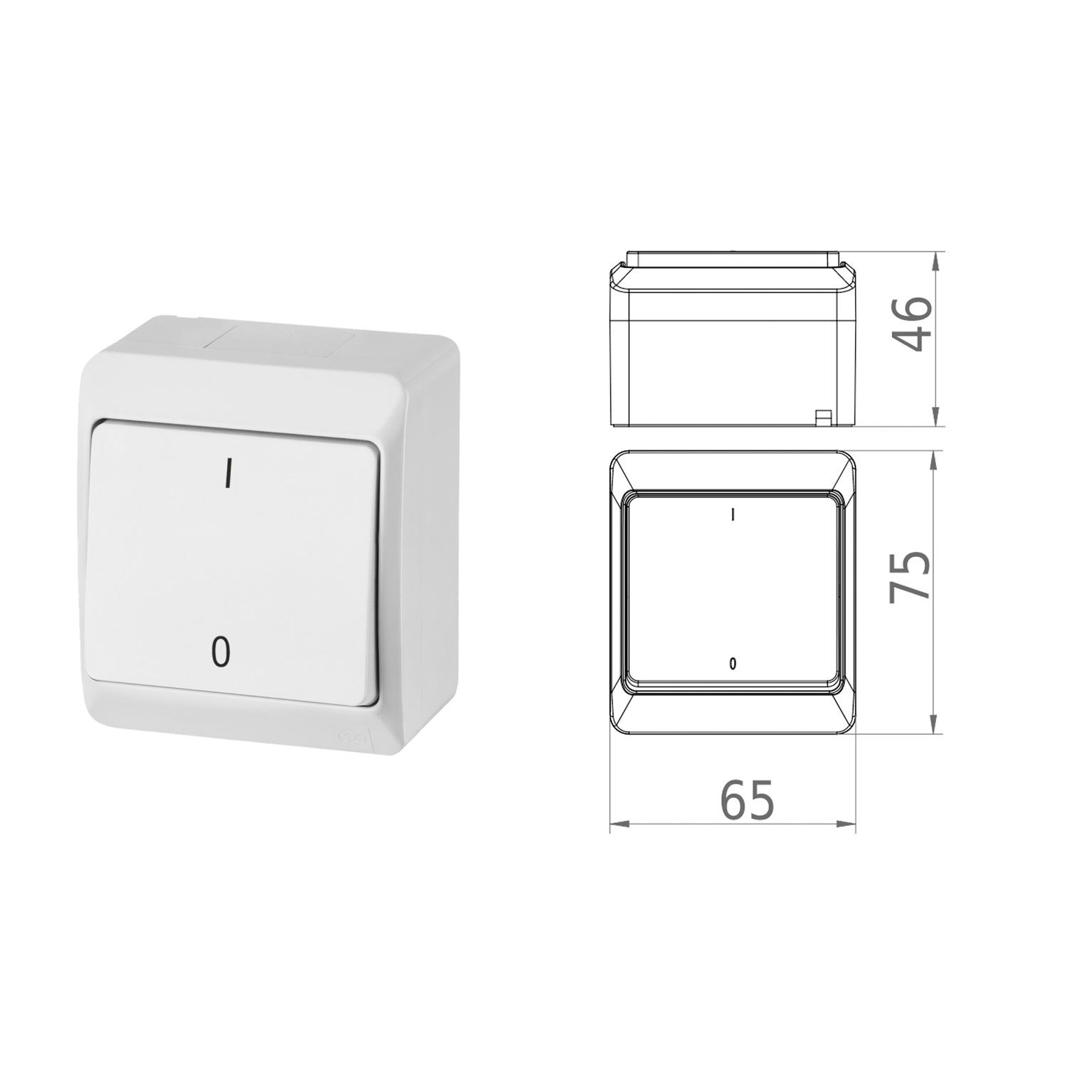 Aufputz-Serie / Steckdose 1-fach, 2-fach, 3-fach / Schalter / Taster / Doppelschalter / Kreuzschalter / Kontrollschalter / IP44 - Feuchtraum geeignet / weiß