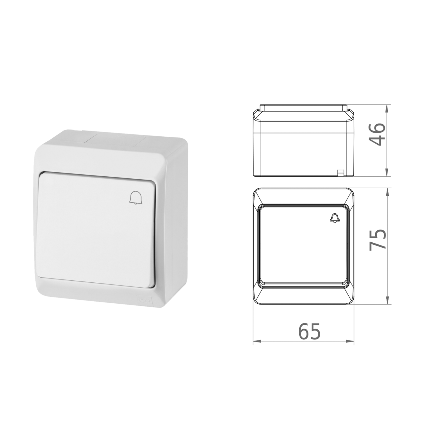 Aufputz-Serie / Steckdose 1-fach, 2-fach, 3-fach / Schalter / Taster / Doppelschalter / Kreuzschalter / Kontrollschalter / IP44 - Feuchtraum geeignet / weiß