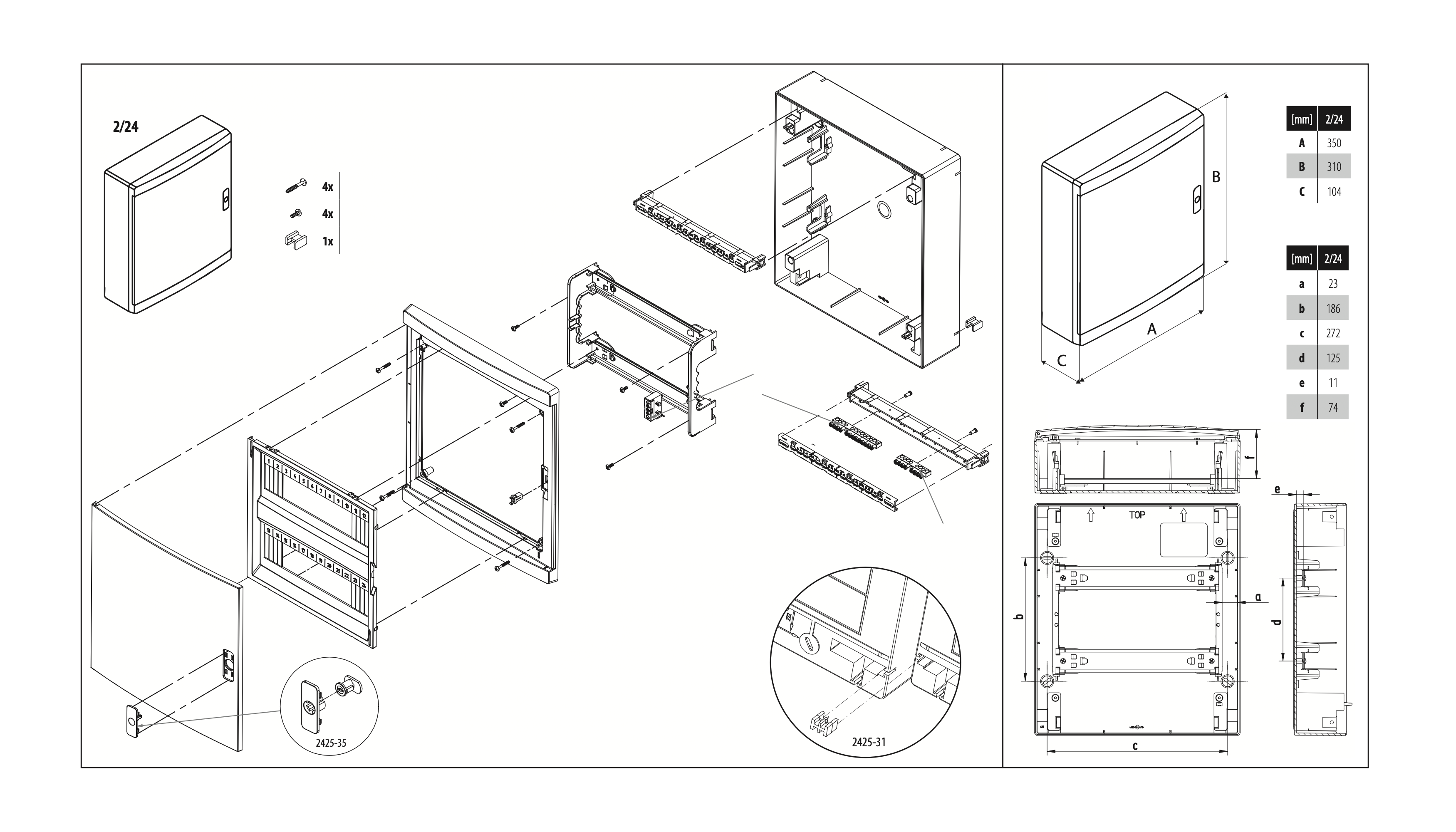 Aufputz / Sicherungskasten / Verteilerkasten / Kleinverteiler / / abschließbar / IP 40 / Serie ELEGANT / Variante mit weißer Tür