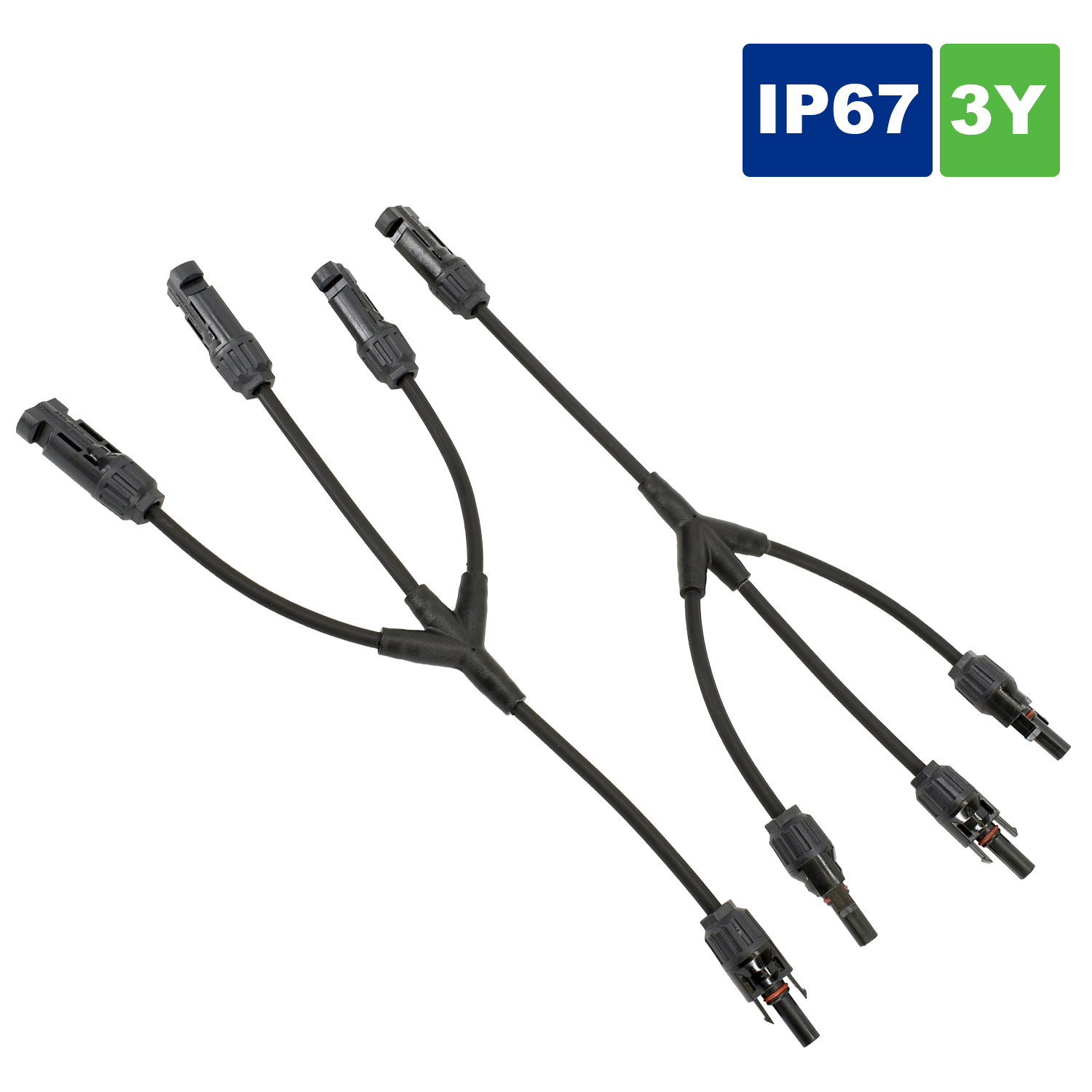 Y Solarstecker Verteiler Buchse für Solarpanel mit Kabel / 1 Paar +/- Y 3-fach
