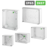 Hochwertige Abzweigdose / Industriebox / Leergehäuse / IP65 / grau mit transparenter Front