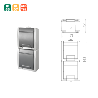 Aufputz-Serie Steckdose Lichtschalter / Wechselschalter / Taster / Doppelschalter / Feuchtraum / IP55 / hellgrau