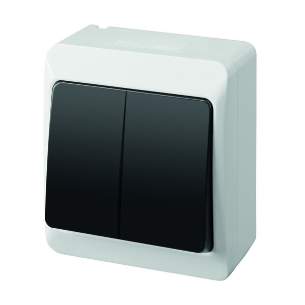 Aufputz-Serie schwarz IP44 (Lichtschalter / Wechselschalter, Doppelsc