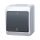 Aufputz-Serie grau transparent IP44 (Lichtschalter/Wechselschalter, Doppelschalter, Klingeltaster, 1-fach/2-fach/3-fach Steckdose) 2-poliger Lichtschalter / Wechselschalter