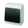 Aufputz-Serie grau transparent IP44 (Lichtschalter/Wechselschalter, Doppelschalter, Klingeltaster, 1-fach/2-fach/3-fach Steckdose) Klingeltaster