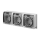 Aufputz-Serie grau transparent IP44 (Lichtschalter/Wechselschalter, Doppelschalter, Klingeltaster, 1-fach/2-fach/3-fach Steckdose) Steckdose 3-fach