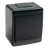 Aufputz-Serie in schwarz: Lichtschalter / Wechselschalter / Taster / Doppelschalter / Steckdose 1-fach, 2-fach oder 3-fach / Feuchtraum, IP44 Lichtschalter