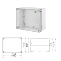 Abzweigdose / Industriebox / Leergehäuse / Schaltkasten / Verteilerkasten / IP65 / weiß mit transparenter Front / 170 x 135 x 85 mm