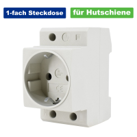 1-fach Steckdose f&uuml;r DIN-Schiene (TH 35) / DIN-Hutschiene 35 mm