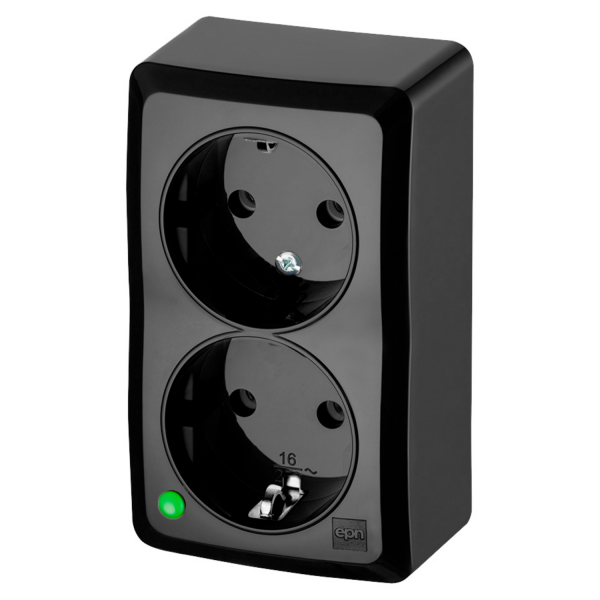 Serienschalter Aufputz IP20, Zweifach-Lichtschalter, schwarz serie Praleska